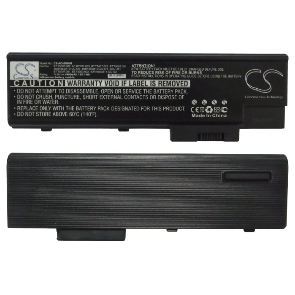 Compatible battery replacement for Acer  BT.00407.007, BT.00804.011, 4UR18650F-2-QC141, BTP-AS1681, SQU-525...