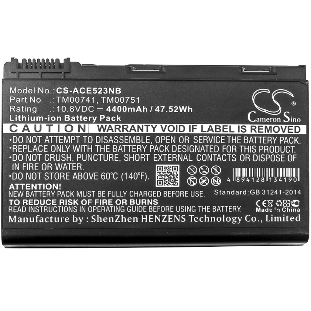 Compatible battery replacement for Acer  GRAPE32, BT.00605.014, TM00751, AK.006BT.018, BT.00607.017...