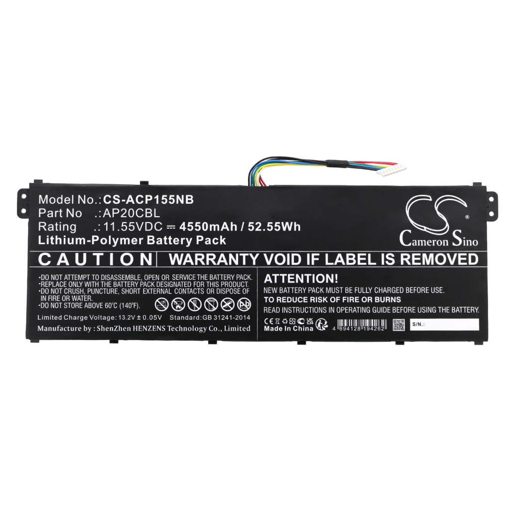 Compatible battery replacement for Acer AP20CBL