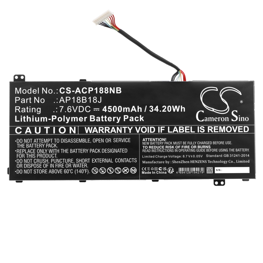 Compatible battery replacement for Acer  AP18B18J