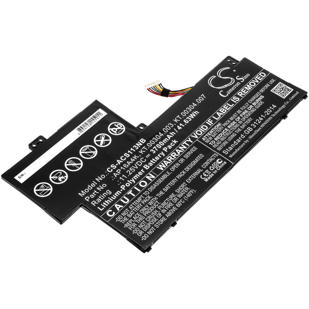 Compatible battery replacement for Acer  KT.00304.007, KT.00304.003, AP16A4K