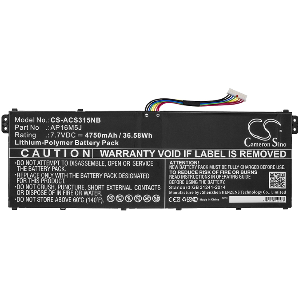 Compatible battery replacement for Acer  NX.GNTSA.007, NX.GY9SA.005, NX.GQ4SA.003, NX.GNSSA.003, NX.GVYSG.011...