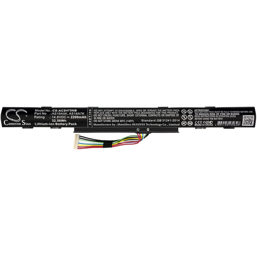 Compatible battery replacement for Acer  KT.0040G.007, AS16A8K, AS16A7K, AS16A5K