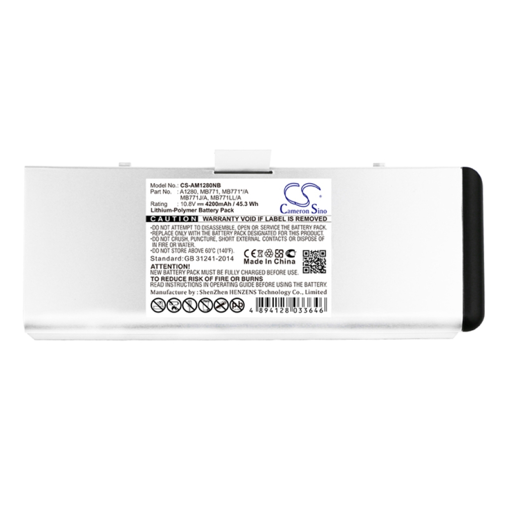 Compatible battery replacement for Apple  MB771LL/A, MB771J/A, MB771*/A, MB771, A1280