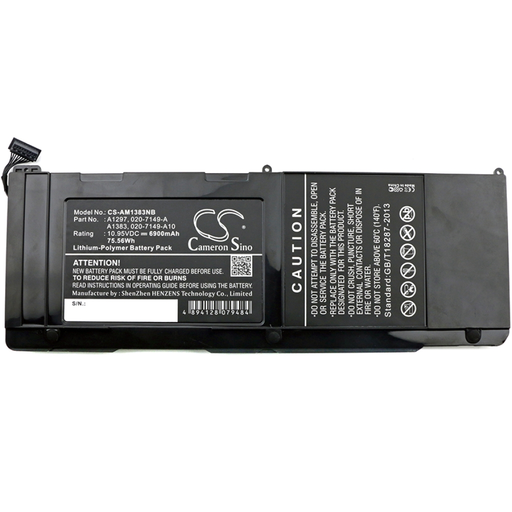 Compatible battery replacement for Apple  020-7149-A, A1383, A1297, 020-7149-A10