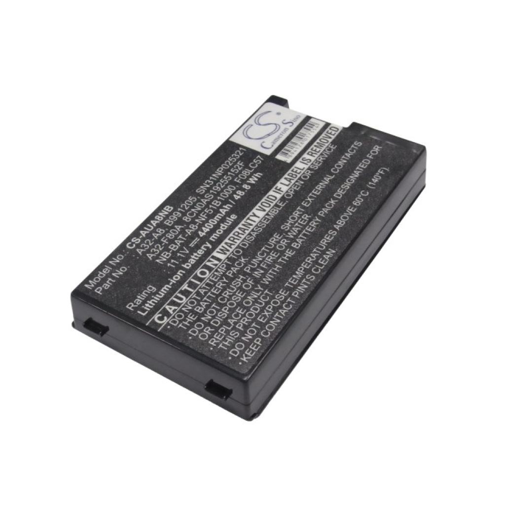 Compatible battery replacement for Asus  90-NNN1B1000Y, SN31NP025321, A32-F80H, 90-NF51B1000Y, NB-BAT-A8-NF51B1000...