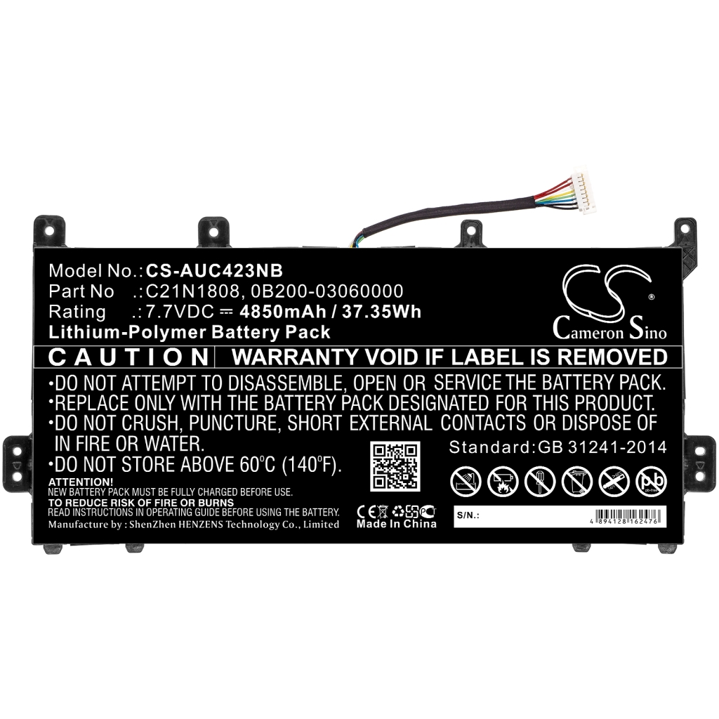 Compatible battery replacement for Asus  0B200-03060000, C21N1808, 0B200-03130000