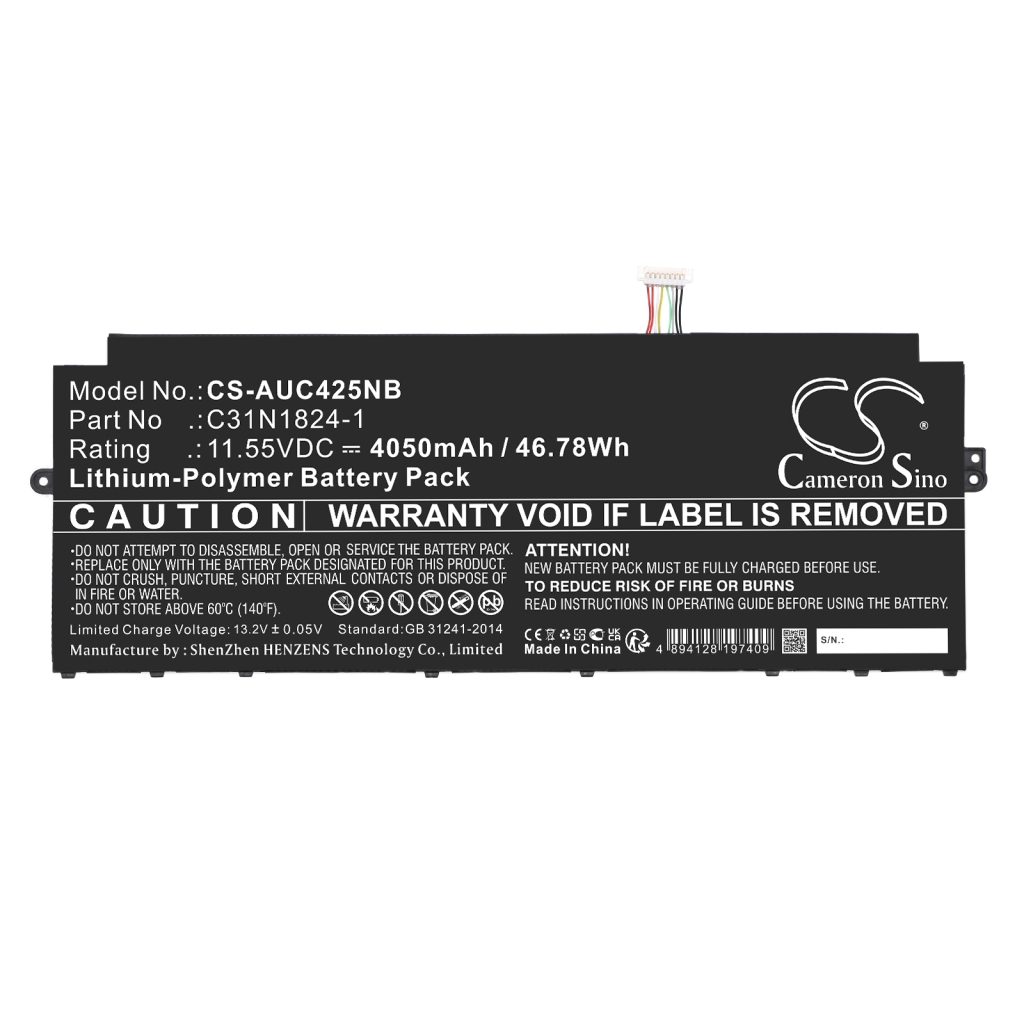 Compatible battery replacement for Asus  0B200-03550100, 0B200-03550000, C31PnC1, C31N1824-1