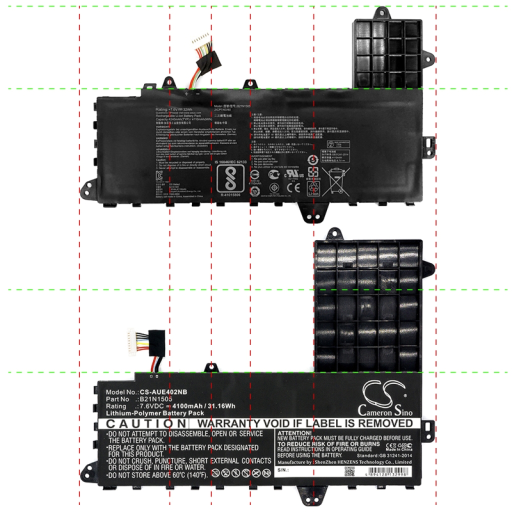 Compatible battery replacement for Asus  0B200-01400200, B21N1505, 0B200-01400500, 0B200-01400300, 0B200-01400200M