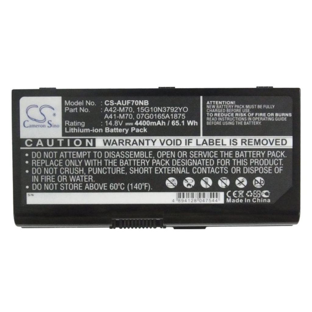 Compatible battery replacement for Asus  70-NSQ1B1100PZ, A32-F70, 15G10N3792T0, 70-NU51B1000Z, l0690lC...