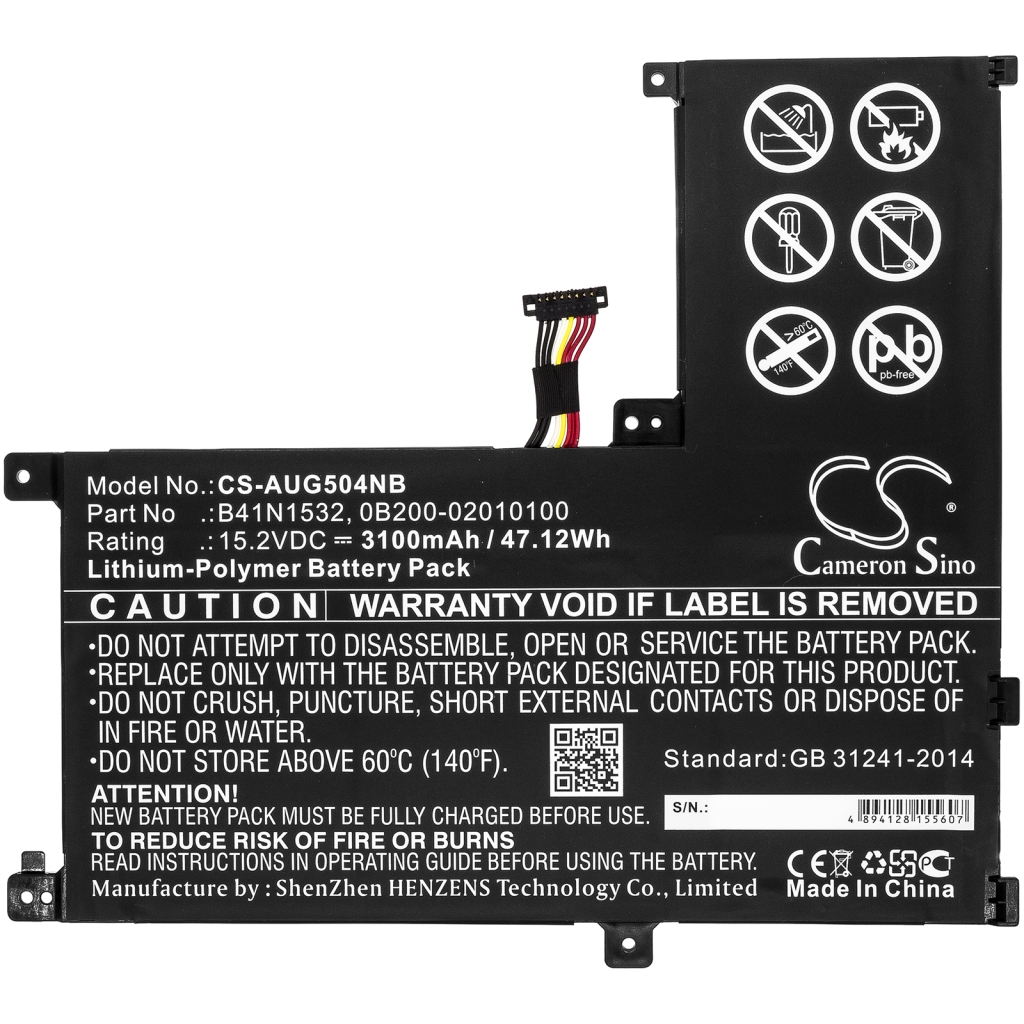 Compatible battery replacement for Asus  0B200-02010100, B41N1532