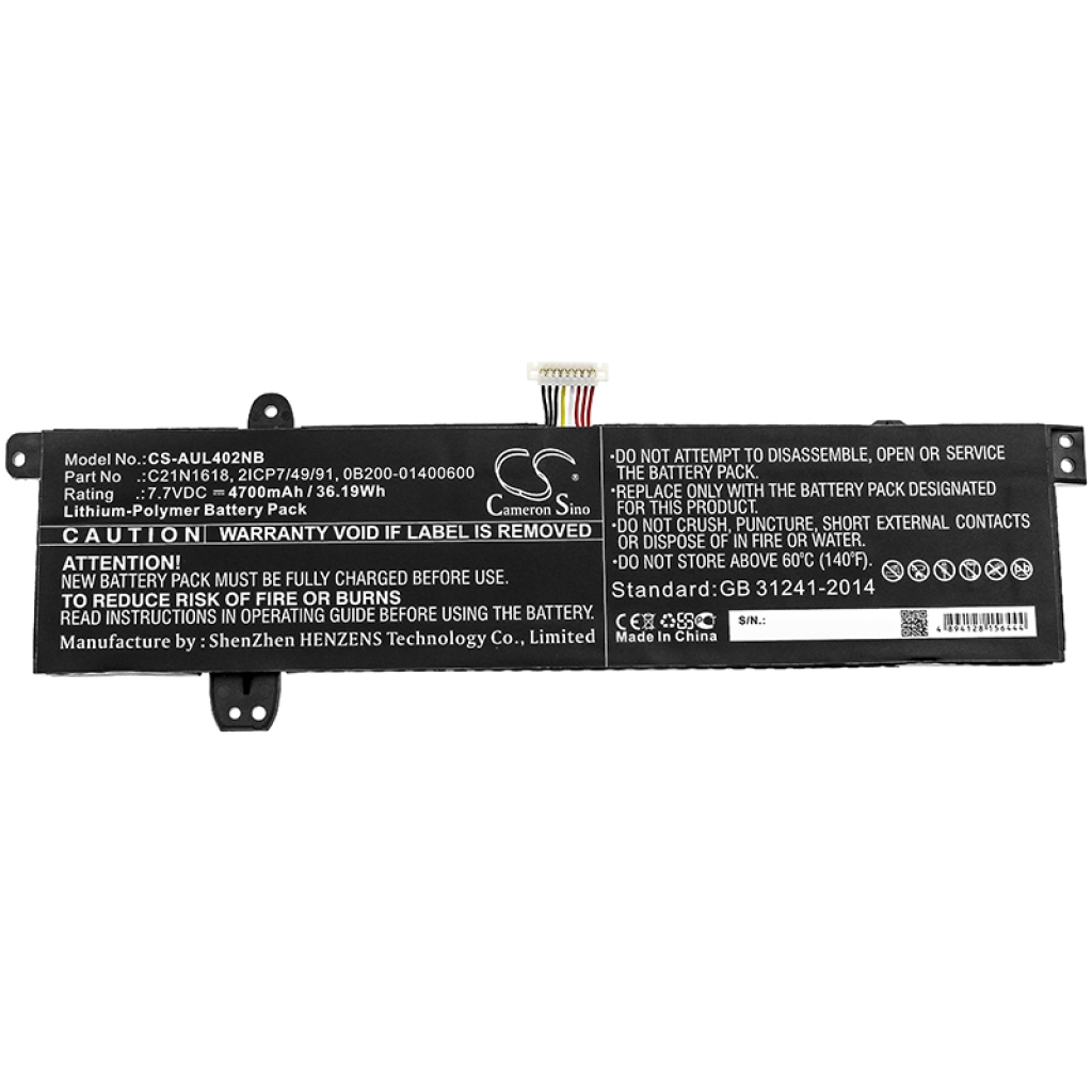 Compatible battery replacement for Asus  2ICP7/49/91, 0B200-01400600, C21N1618