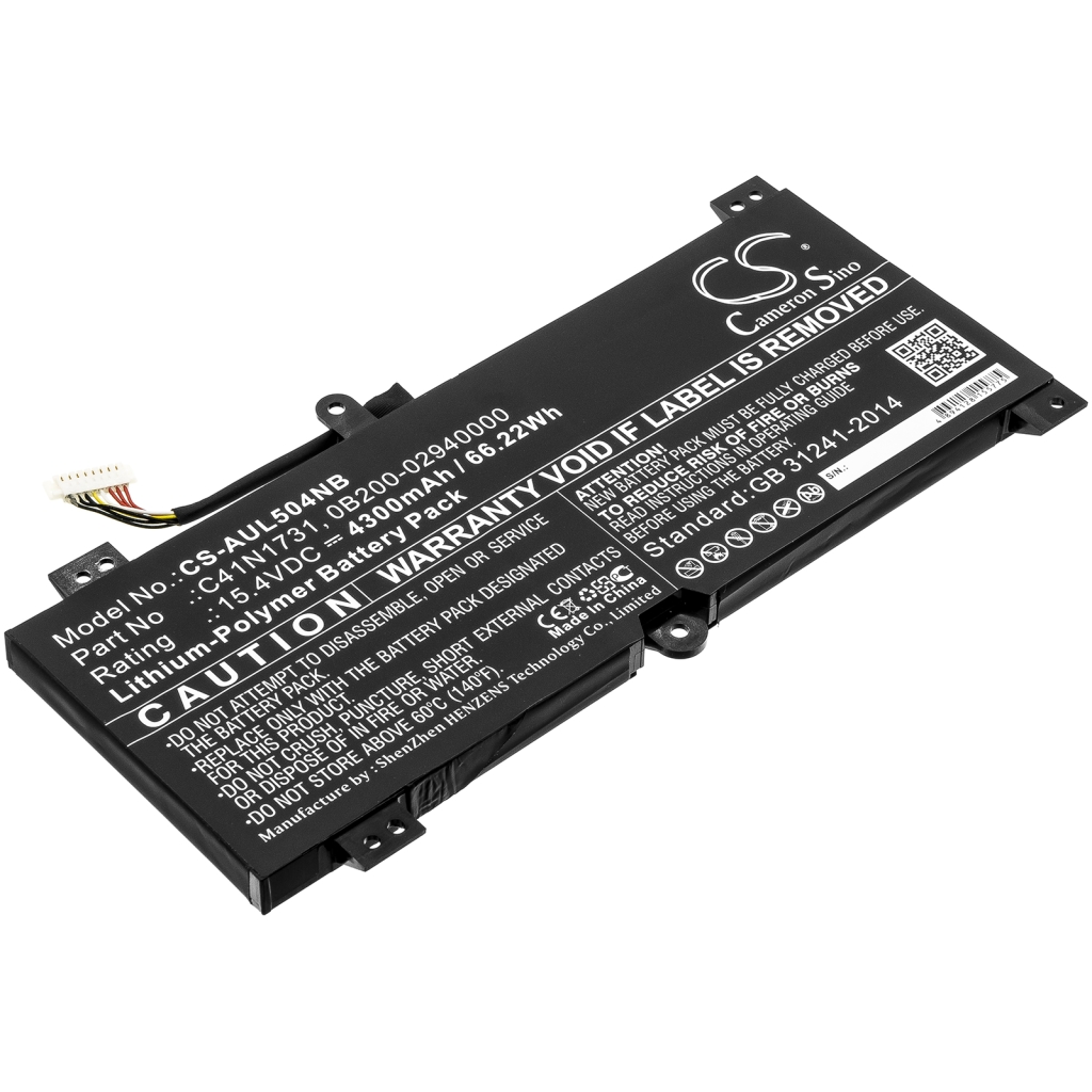 Compatible battery replacement for Asus  C41N1731, 0B200-02940000