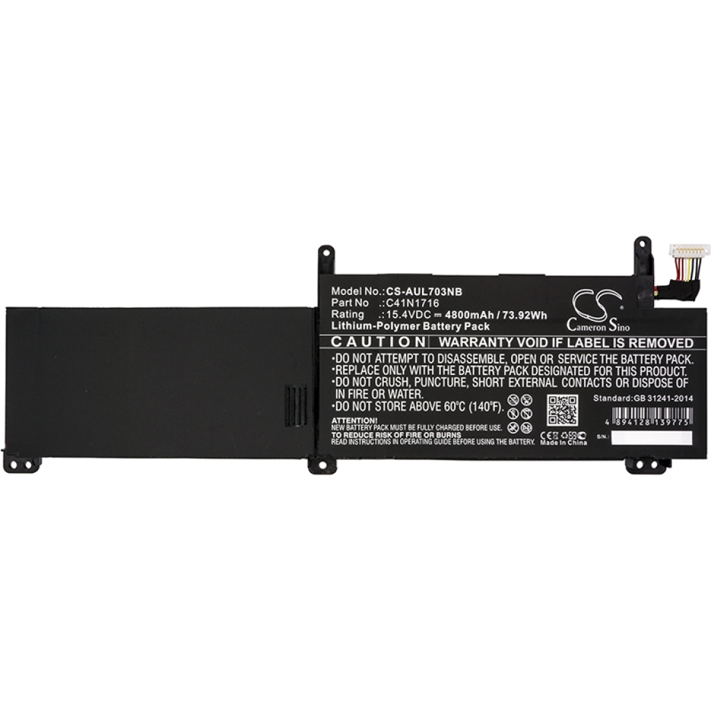 Compatible battery replacement for Asus  OB200-02770000M, C41PqPH, C41N1716, 0B200-02770000, OB200-02770000P