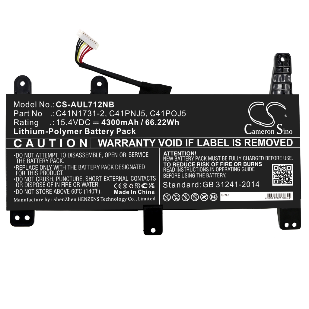 Compatible battery replacement for Asus  4ICP5/70/81, CA436981G, 0B200-03400200, C41POJ5, 0B200-02990000...