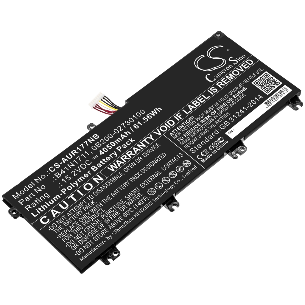 Compatible battery replacement for Asus  B41N1711, 0B200-02730100