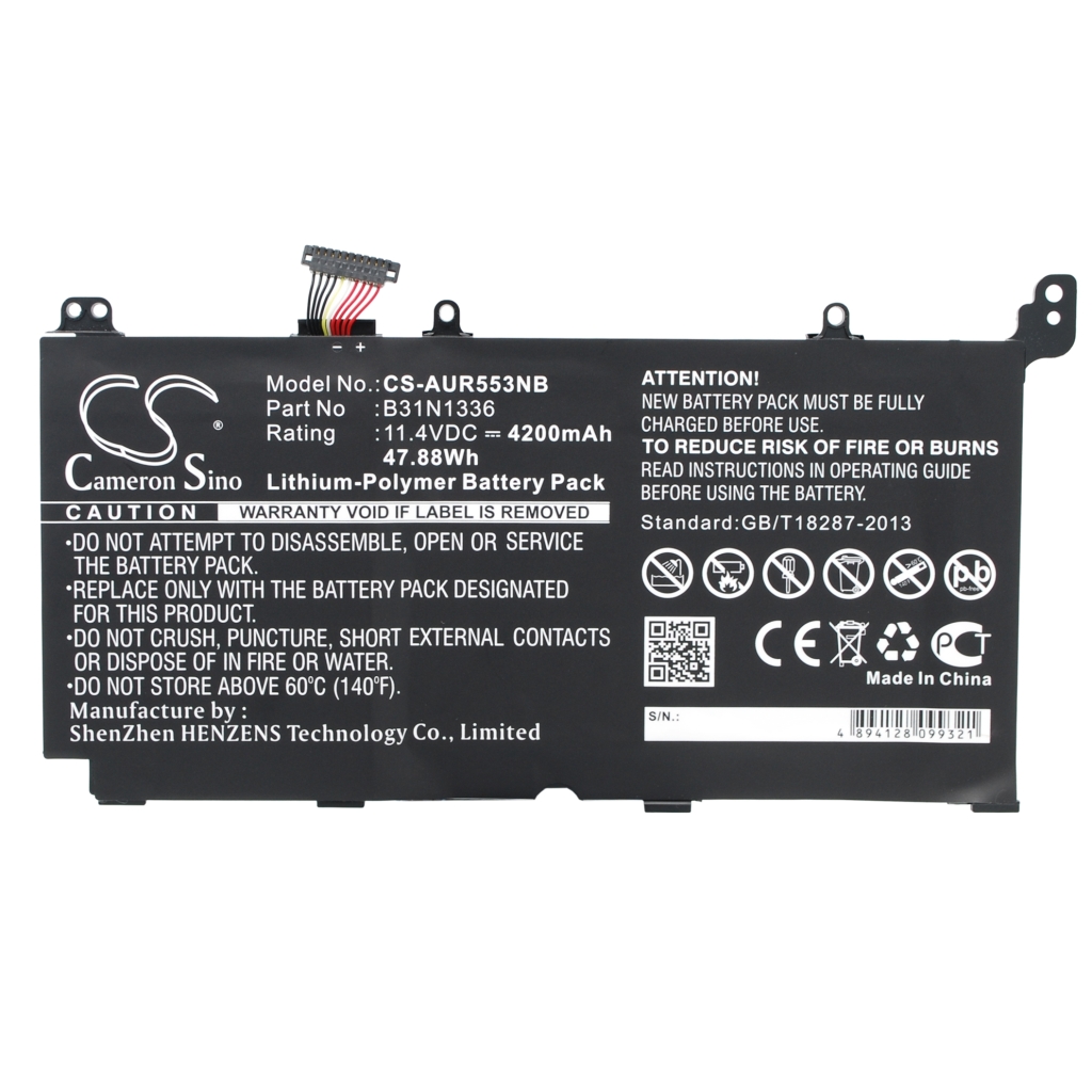 Compatible battery replacement for Asus  0B200-00450100, B31N1336, 0B200-00450600, 0B200-00450500, 0B200-00450400...