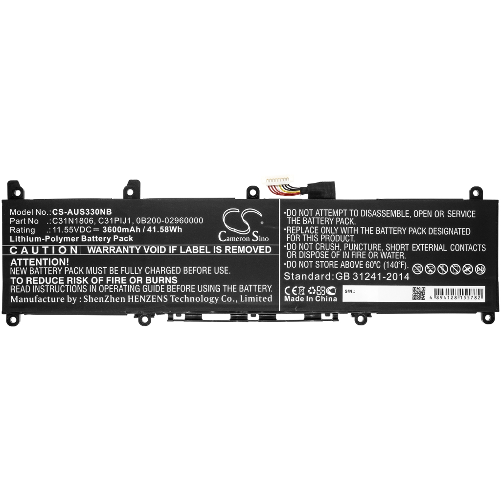 Compatible battery replacement for Asus  C31N1806, 0B200-03030100, 0B200-03030000, 0B200-02960000, C31PIJ1