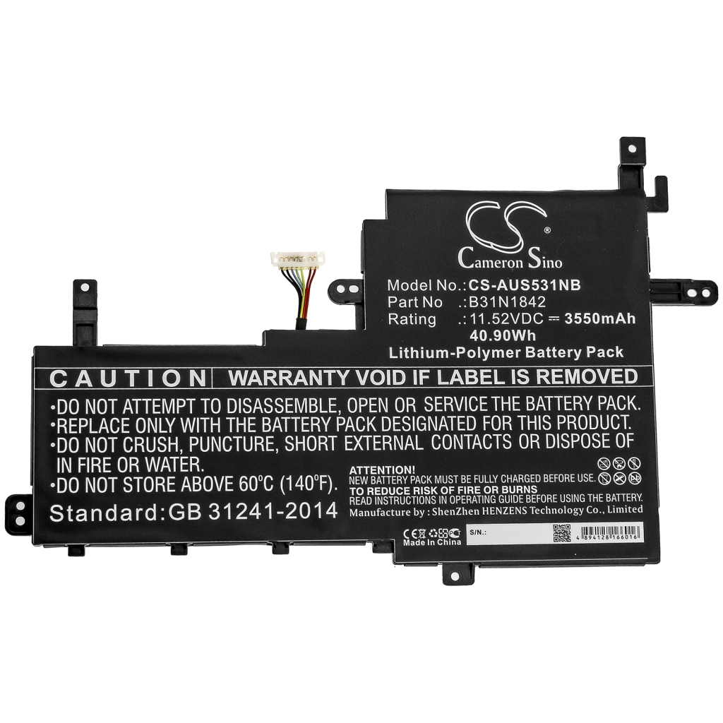 Compatible battery replacement for Asus  0B200-03440000, B31N1842