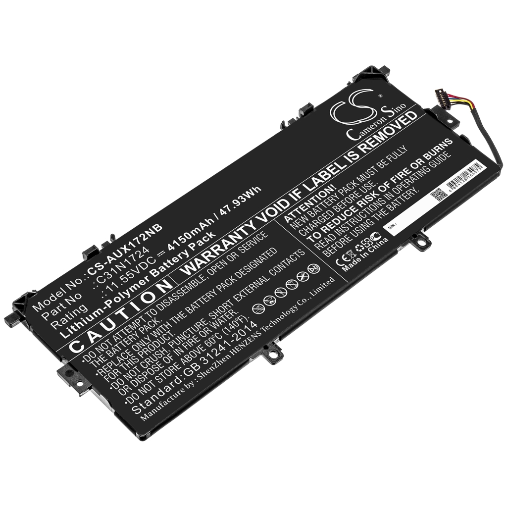 Compatible battery replacement for Asus  C31N1724, 0B200-02760400