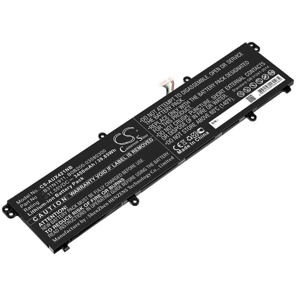 Compatible battery replacement for Asus  B0B200-03580300, C31N1911, B31N1911