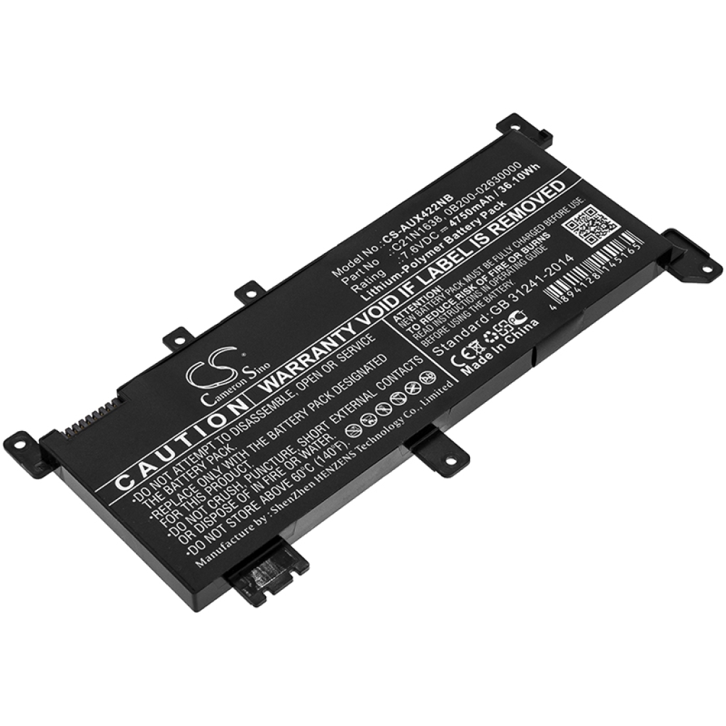 Compatible battery replacement for Asus  C21N1638, 0B200-02630000