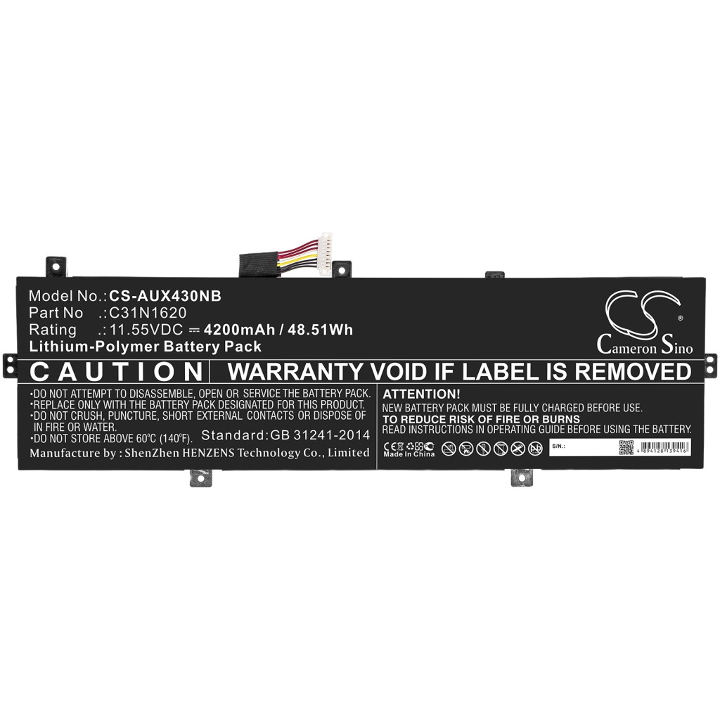 Compatible battery replacement for Asus  0B200-02370200, 0B200-02370100, 0B200-02370000, C31N1620, B0B200-02370000