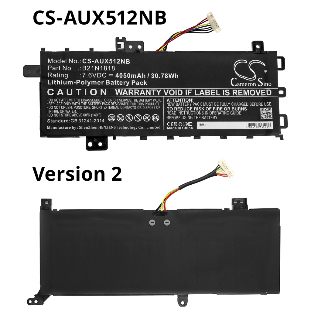 Compatible battery replacement for Asus  0B200-03190400, B21N1818, 0B200-03450500, B21BnEH, 0B200-03350500M...