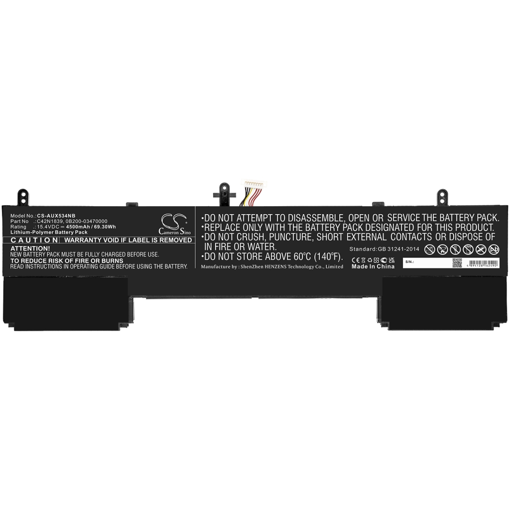 Compatible battery replacement for Asus  C42N1839, 0B200-03470000