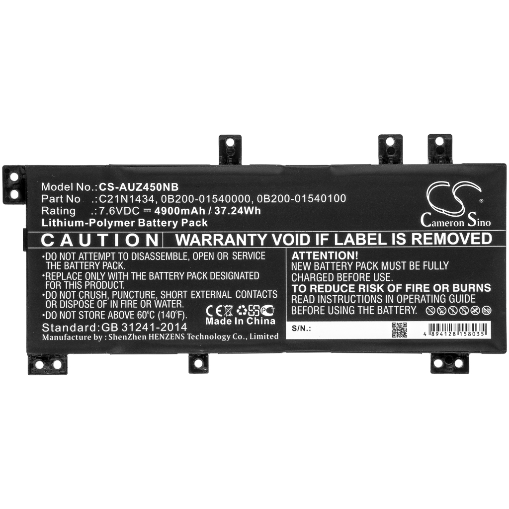 Compatible battery replacement for Asus  C21N1434, 0B200-01540100, 0B200-01540000