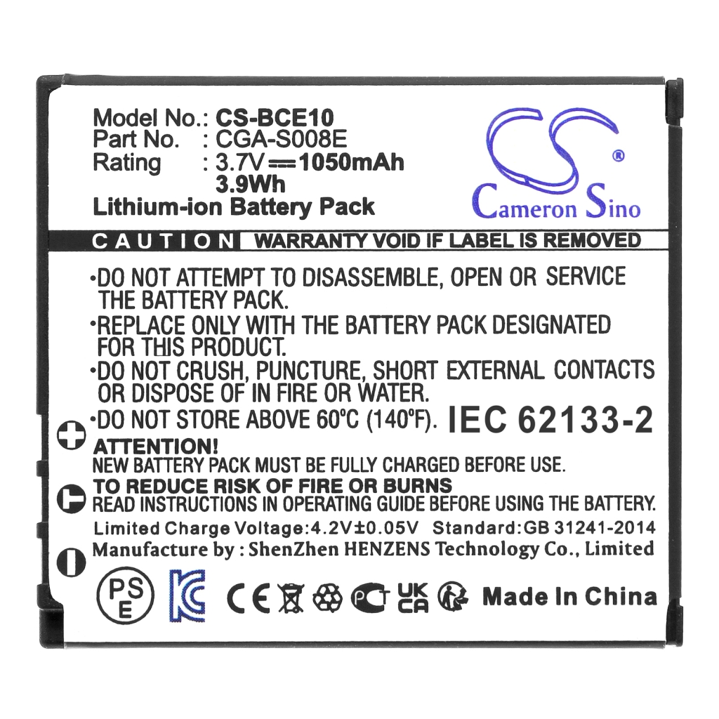 Compatible battery replacement for Panasonic  CGA-S008A, VW-VBJ10E-K, BP-DC6, DB-70, CGA-S008...