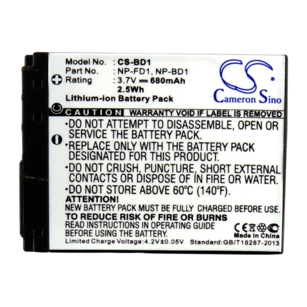 Compatible battery replacement for Sony  NP-BD1, NP-FD1