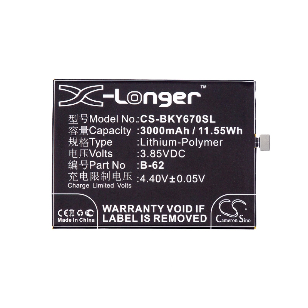 Compatible battery replacement for Vivo  B-62, B-B2