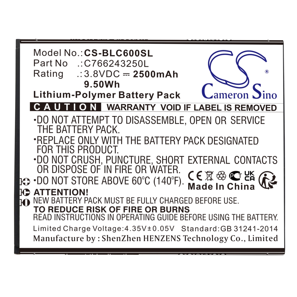 Battery Replaces C766243250L