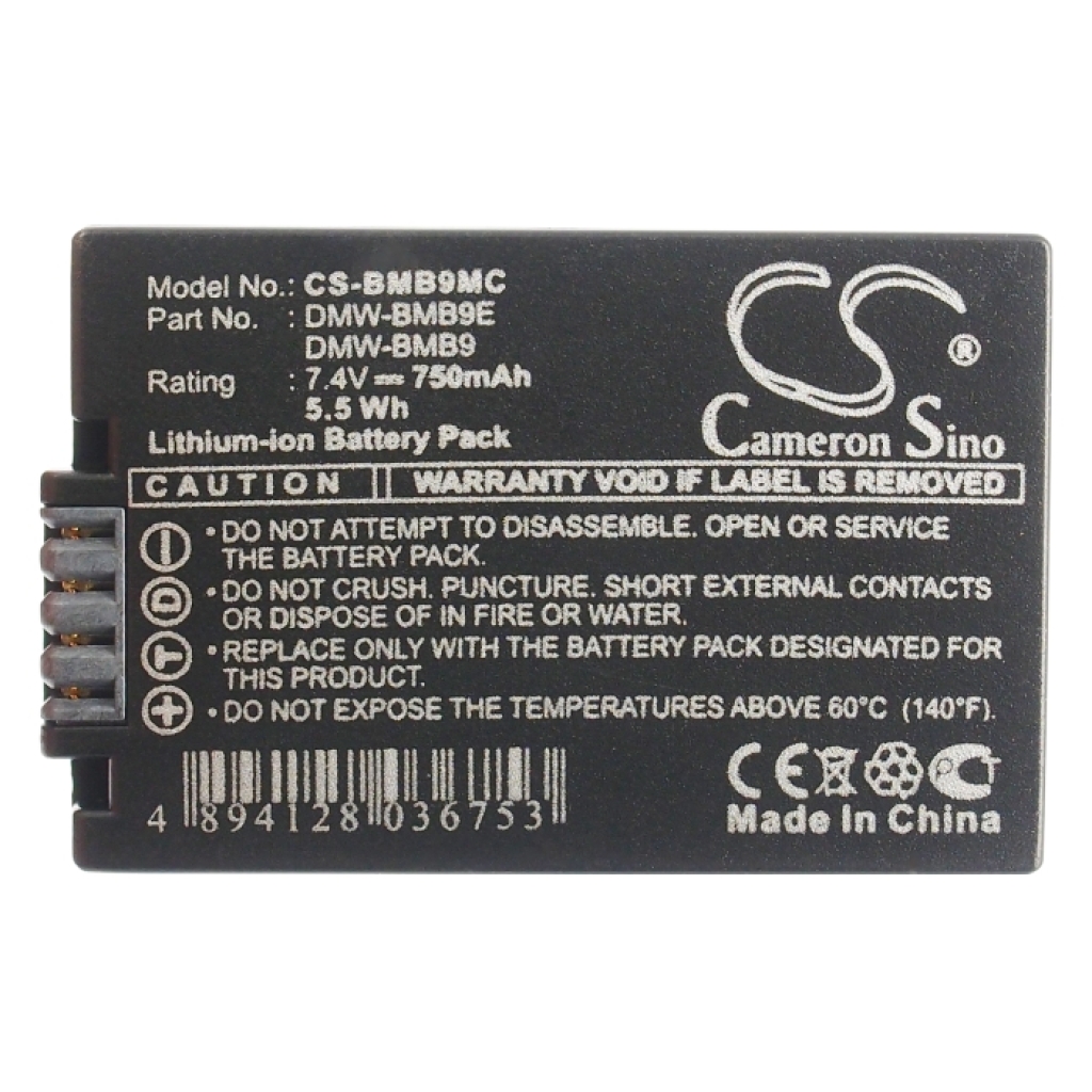 Compatible battery replacement for Panasonic  DMW-BMB9, DMW-BMB9E