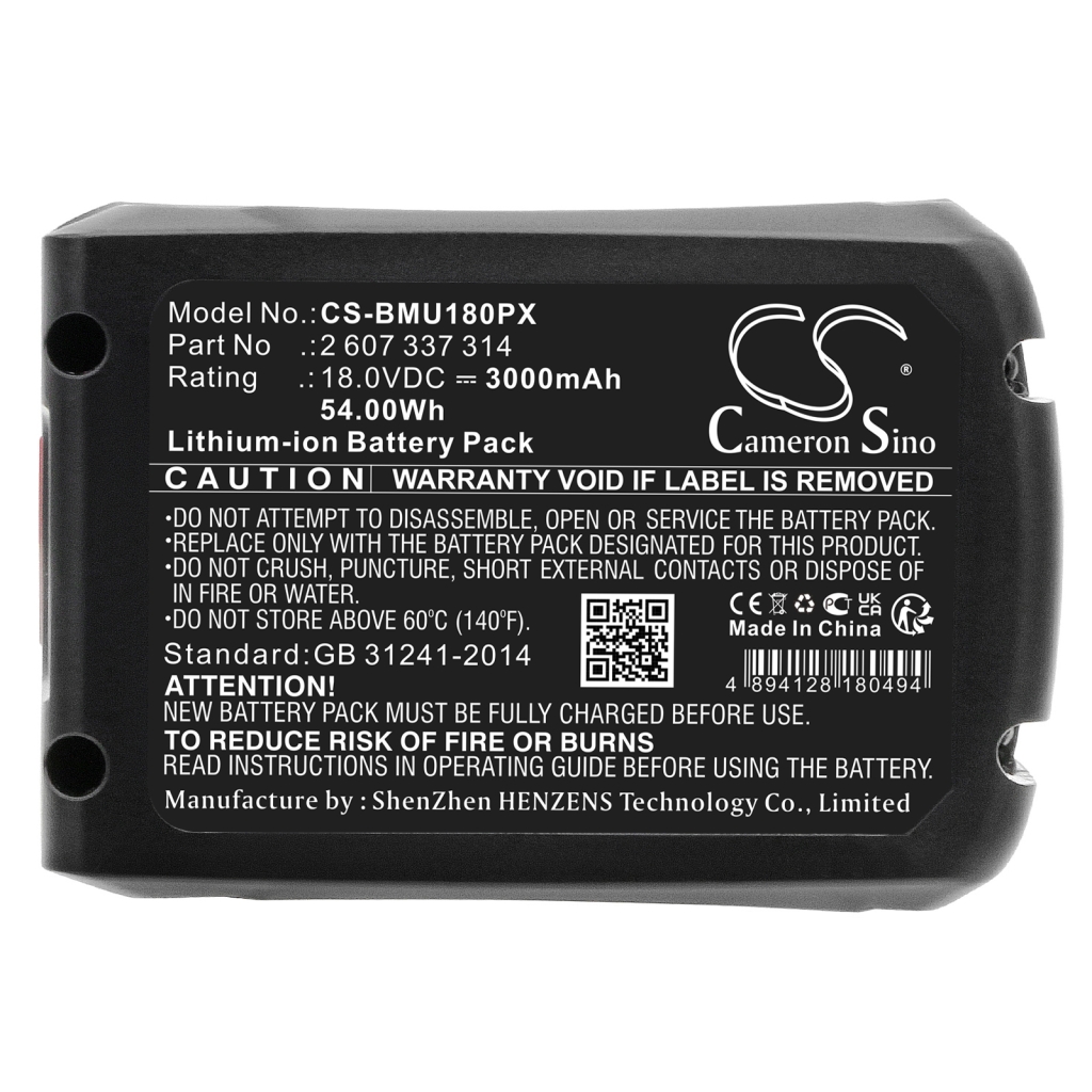 Compatible battery replacement for BOSCH  BHZUB1830, 17006537, 6.05.40.09-0, 17006127, 2 607 337 314...