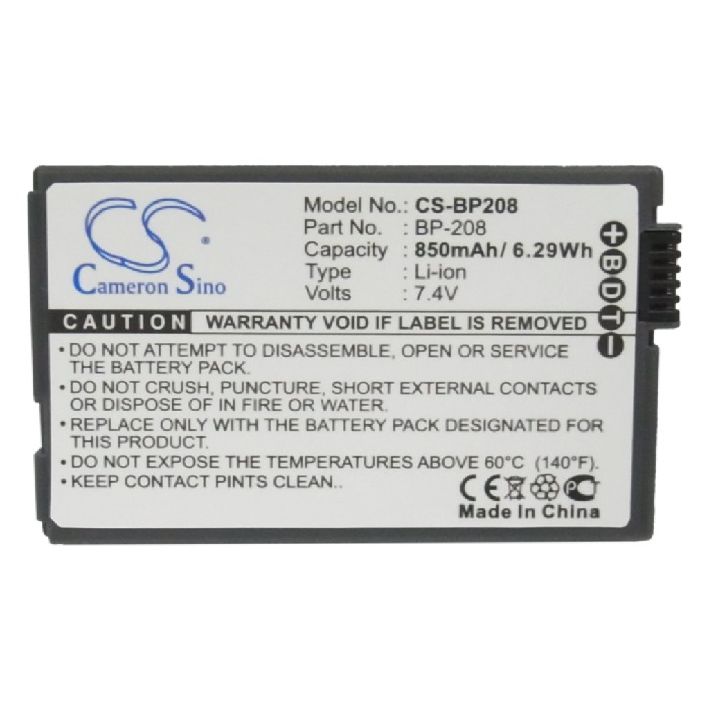 Compatible battery replacement for Canon  BP-208DG, BP-208