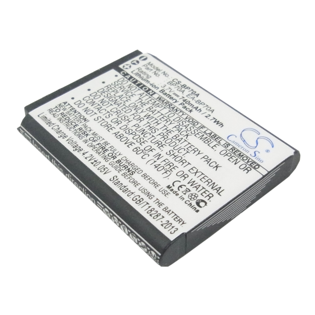 Compatible battery replacement for Samsung  SLB-70A, EA-BP70A, BP-70EP, BP-70A