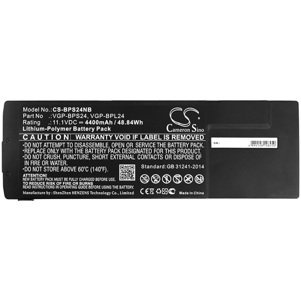 Compatible battery replacement for Sony  VGP-BPL24, VGP-BPS24