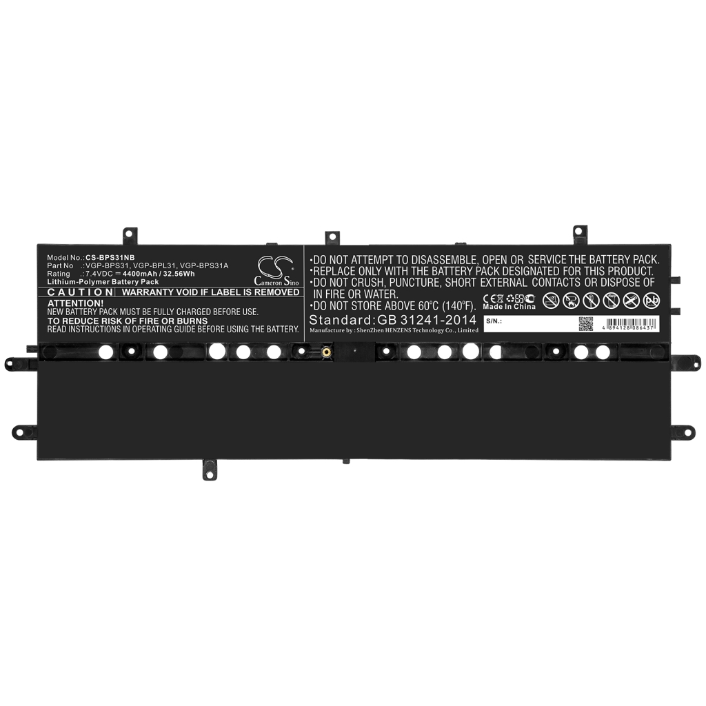 Compatible battery replacement for Sony  VGP-BPS31A, VGP-BPS31, VGP-BPL31