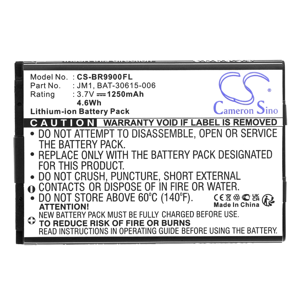 Compatible battery replacement for BlackBerry  JM1, J-M1, BAT-30615-006