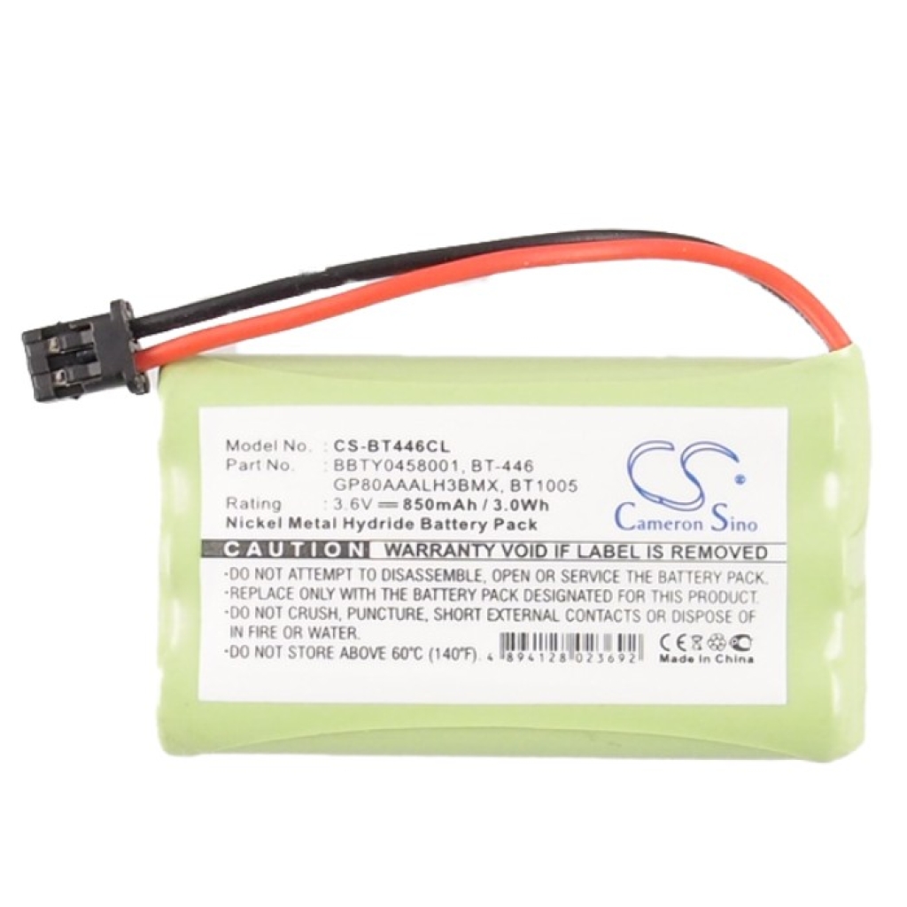 Compatible battery replacement for Radio Shack  BBTY0457001, GP80AAALH3BMX, BT1005, BT-446, BBTY0458001