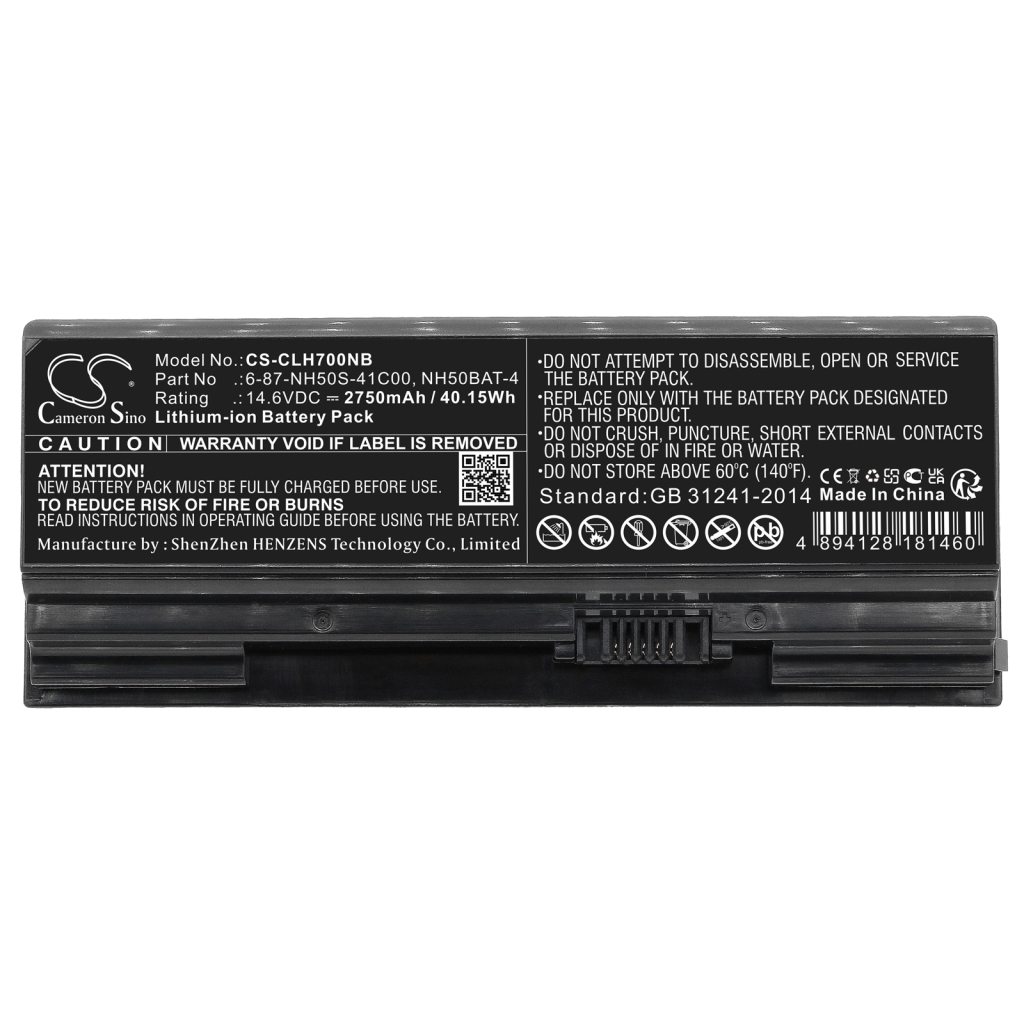 Compatible battery replacement for HASEE  NH50BAT-4, 6-87-NH50S-41C00