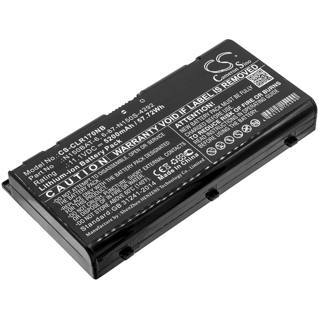 Compatible battery replacement for CLEVO  N150BAT-6, 6-87-N150S-4292