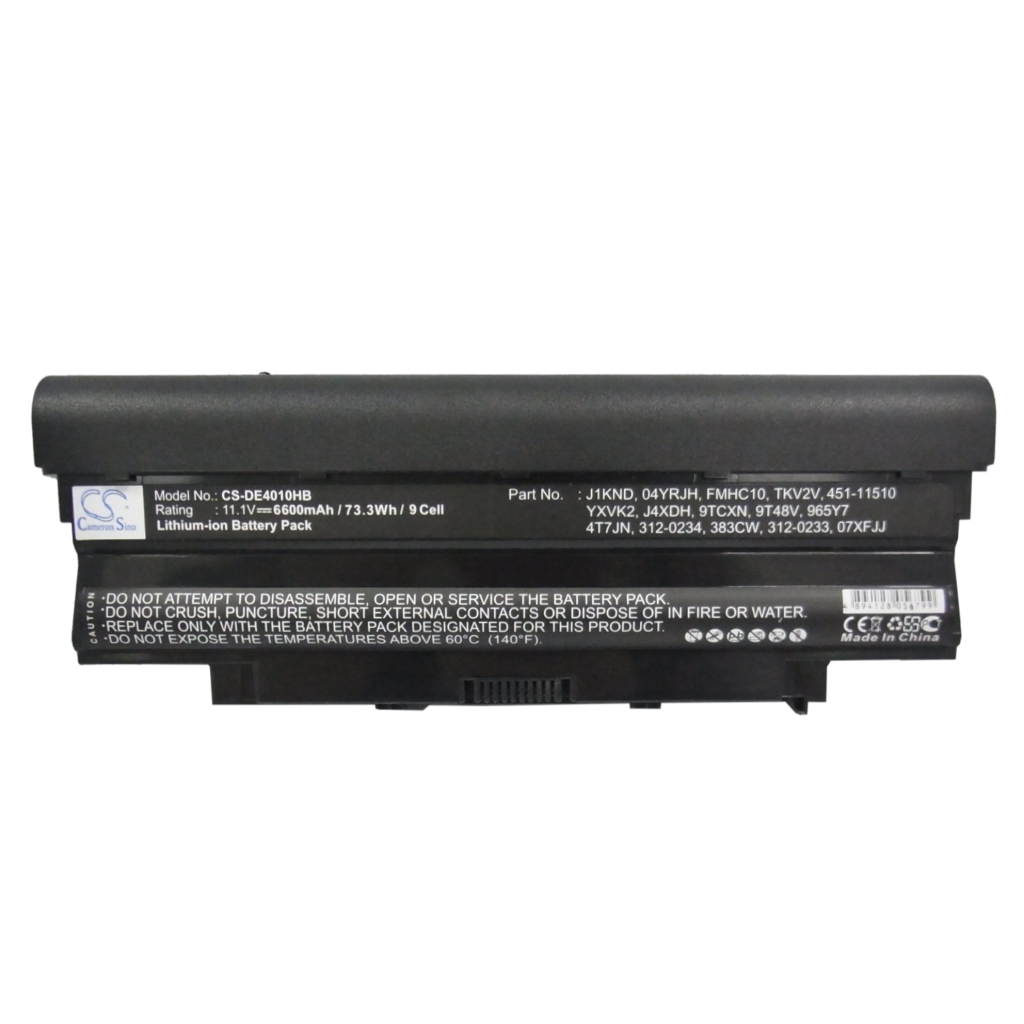 Compatible battery replacement for DELL  3UR18650A-2-DLL-39, P14E, P20G, 0383CW, 965Y7...