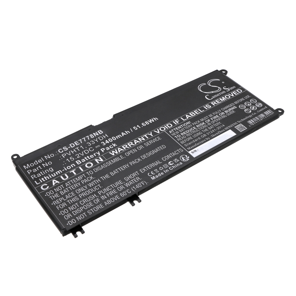 Compatible battery replacement for DELL  P72F002, 7FHHV, P72F001, 33YDH, P72F...