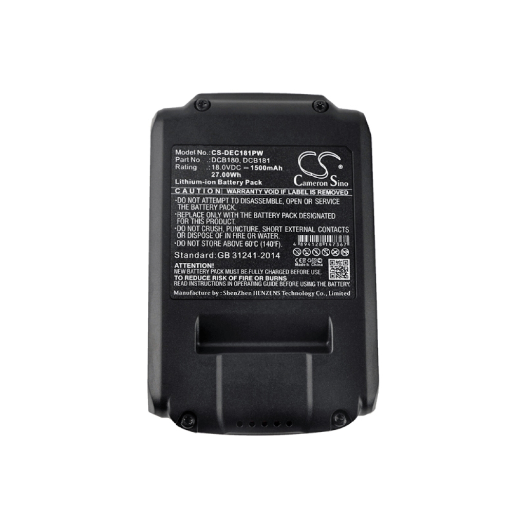 Compatible battery replacement for DeWalt  DCB123, DCB184, DCB606, DCB112, DCB181...