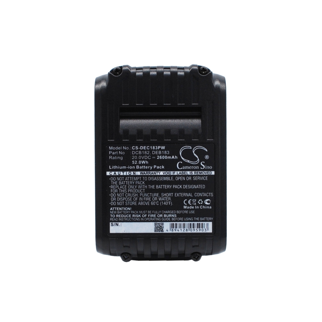 Compatible battery replacement for DeWalt  DCB121, DCB183, DCB206, DCB107, DCB180...