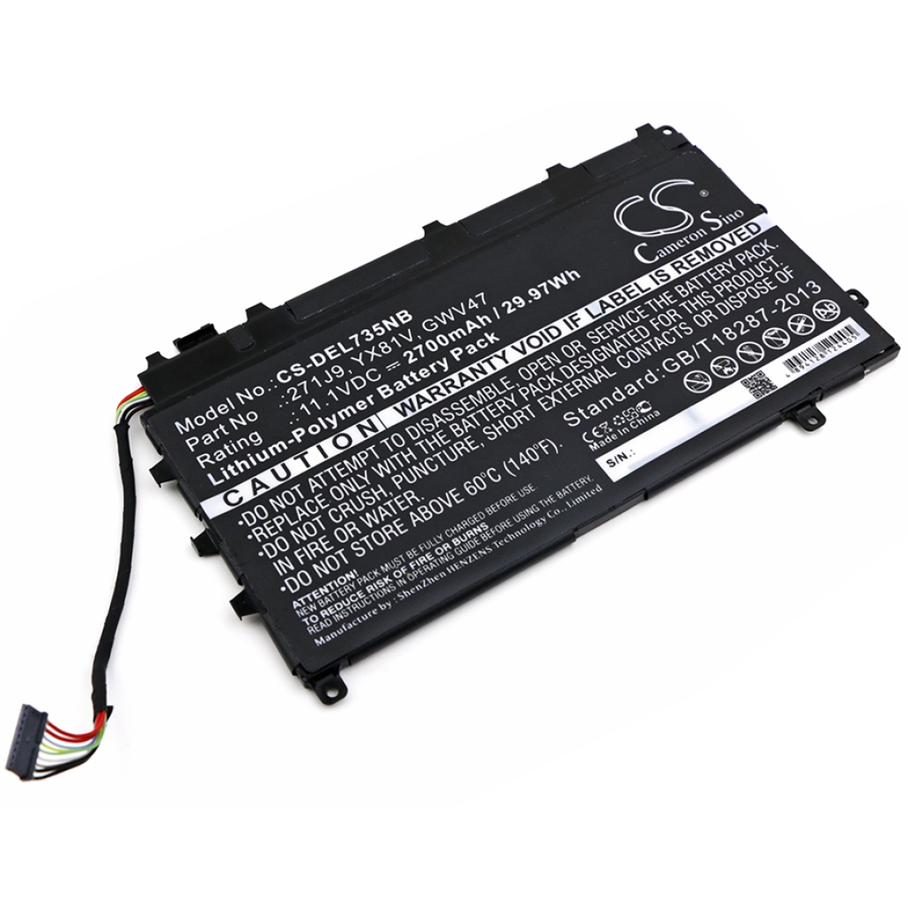 Compatible battery replacement for DELL  3WKT0, 271J9, YX81V, 0MN791, MN791...