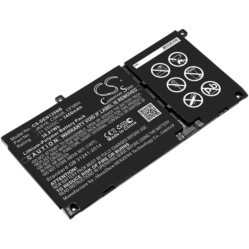 Compatible battery replacement for DELL  JK6Y6, CF5RH, C5KG6